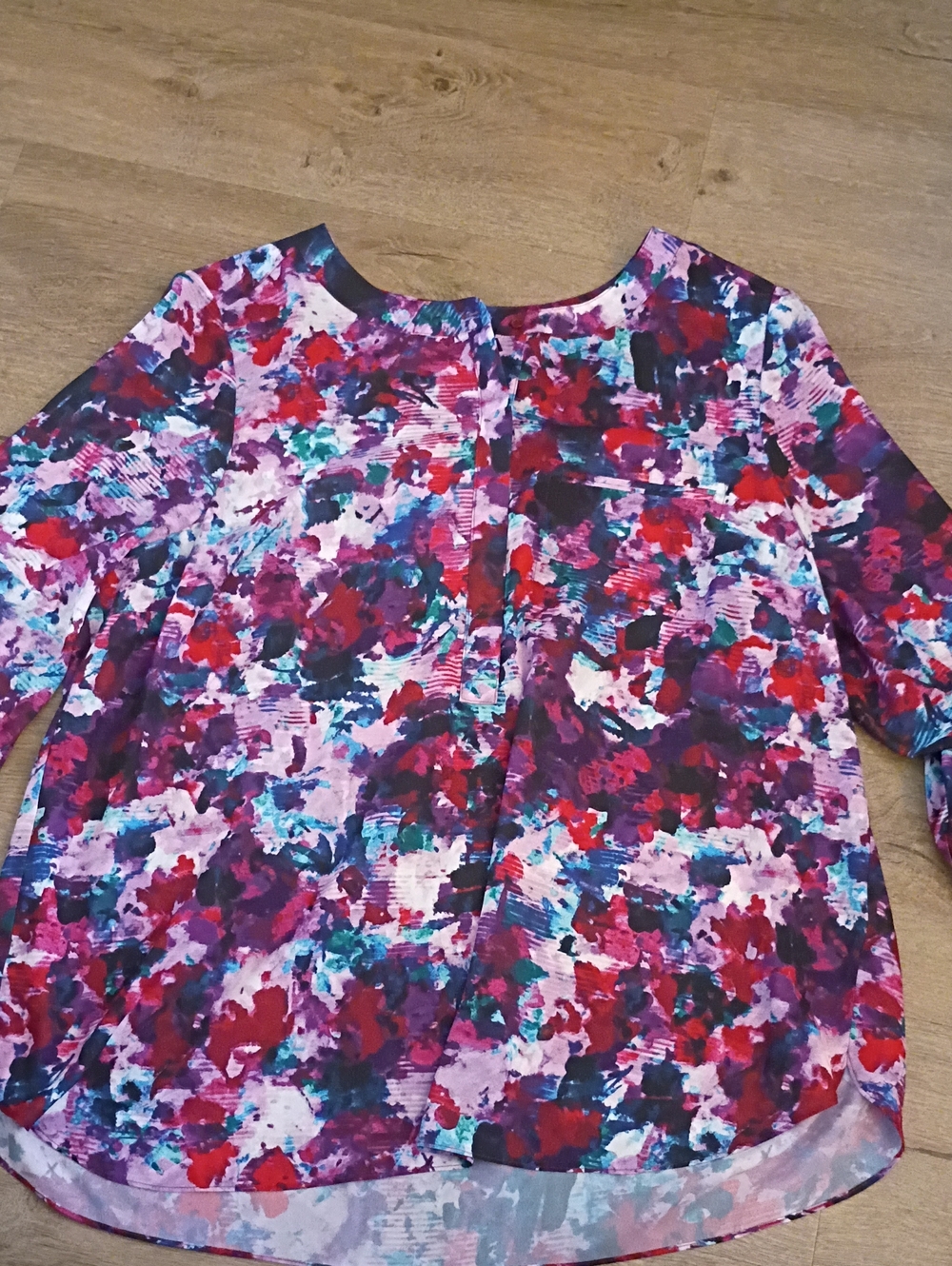 NYDJ Multi-Color Abstract Floral Button-Down Blouse